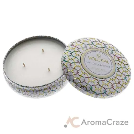 Picture of Maison Blanc Collection 3 Wick Tin Candle - Wildflowers by Voluspa for Unisex - 12 oz Candle