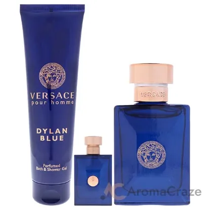 Picture of Dylan Blue by Versace for Men - 3 Pc Gift Set 3.4oz EDT Spray, 0.17oz EDT Splash (Mini), 5oz Bath and Shower Gel