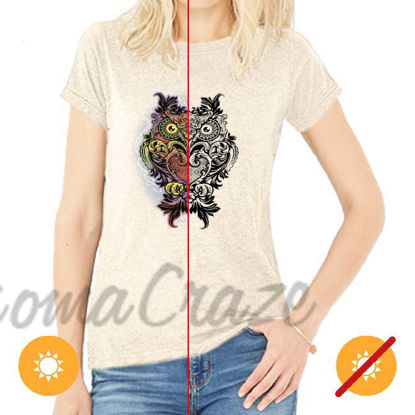 Picture of Women Crew Tee - Ornate Owl - Beige by DelSol for Women - 1 Pc T-Shirt (M-M-M)