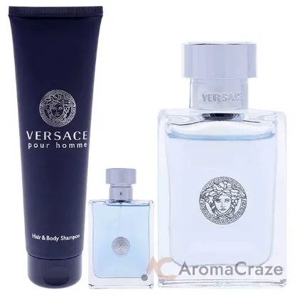 Picture of Versace Pour Homme by Versace for Men - 3 Pc Gift Set 3.4oz EDT Spray, 0.17oz EDT Spray (Mini), 5oz Bath and Shower Gel