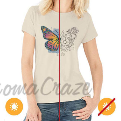 Picture of Women Crew Tee - Butterfly Floral - Beige by DelSol for Women - 1 Pc T-Shirt (L-G-G)