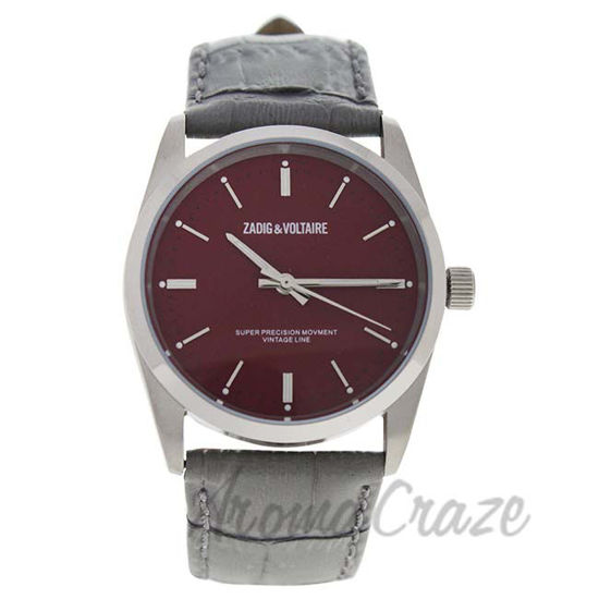 Picture of ZVF235 Fusion - Silver/Grey Leather Strap Watch by Zadig & Voltaire for Unisex - 1 Pc Watch