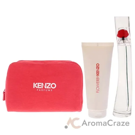 Picture of Flower by Kenzo for Women - 3 Pc Gift Set 1.7oz EDP Spray, 2.5oz Body Milk, Pouch