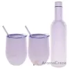Picture of Stainless Steel Insulated Wine Tumbler and Wine Bottle - Silver by Chillout Life for Unisex - 3 Pc 2 x 12oz Stainless Steel Wine Tumbler, 2 Stainless Steel Straw, 2 Crystal Clear Splash Proof Lid, 2 Silicone Straw Tips, Straw Cleaning Brush, 25oz Stainless Steel Wine Bottle