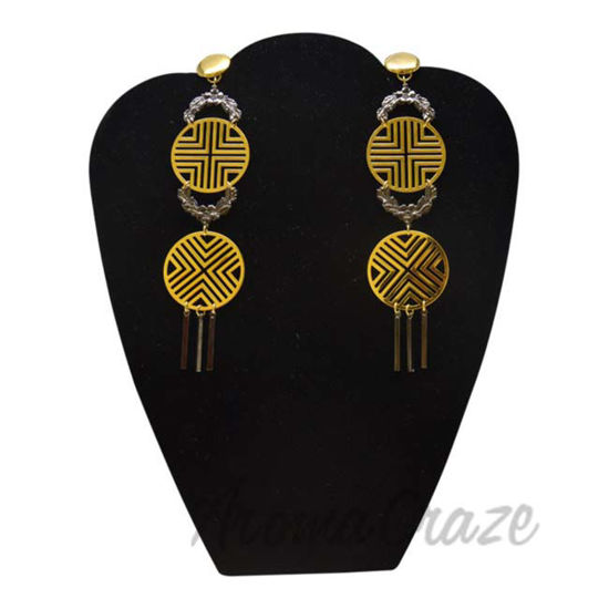 Picture of Triumph Earrings in 18k Gold And Gunmetal Plated by Laruicci for Women - 1 Pair Earrings