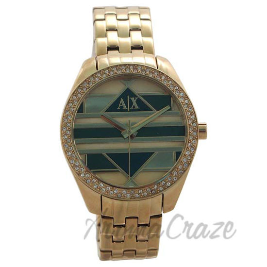 Picture of AX5527 Geo Gold-Tone Stainless Steel Bracelet Watch by Armani Exchange for Women - 1 Pc Watch