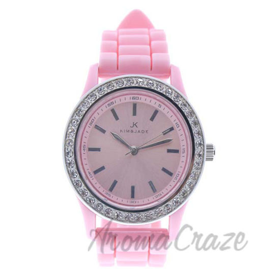 Picture of A2032L-2 Pink Silicone Strap Watch by Kim & Jade for Women - 1 Pc Watch