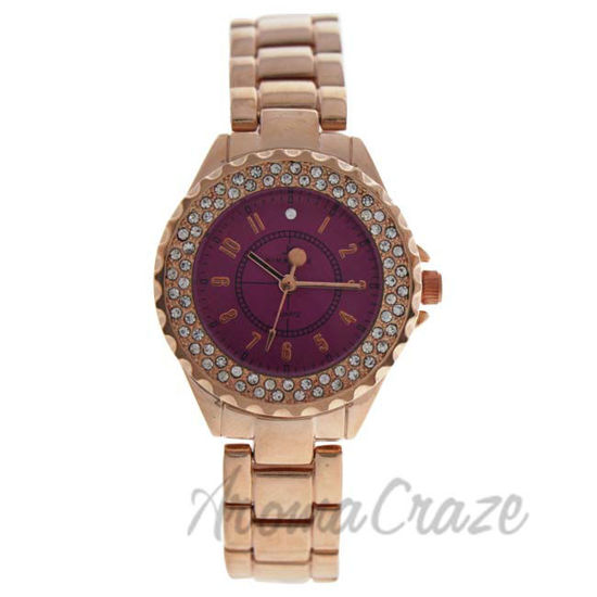 Picture of 2033L-GP Rose Gold Stainless Steel Bracelet Watch by Kim & Jade for Women - 1 Pc Watch