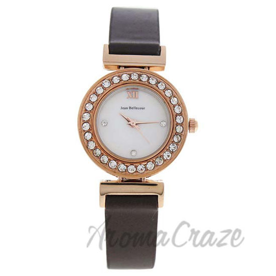 Picture of REDL2 Rose Gold/Brown Leather Strap Watch by Jean Bellecour for Women - 1 Pc Watch