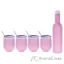 Picture of Stainless Steel Double Wall Wine Tumbler and Wine Bottle - Rose Gold by Chillout Life for Unisex - 5 Pc 4 x 12oz Stainless Steel Wine Tumbler, 4 Stainless Steel Straw, 4 Crystal Clear Splash Proof Lid, 4 Silicone Straw Tips, 2 Straw Cleaning Brush, 25oz Stainless Steel Wine Bottle (Empty)