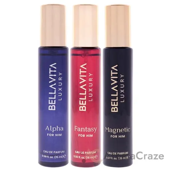 Picture of Mood Collection Gift Set for Him by Bellavita for Men - 3 Pc Gift Set 0.5oz Alpha EDP Spray, 0.5oz Fantasy EDP Spray, 0.5oz Magnetic EDP Spray