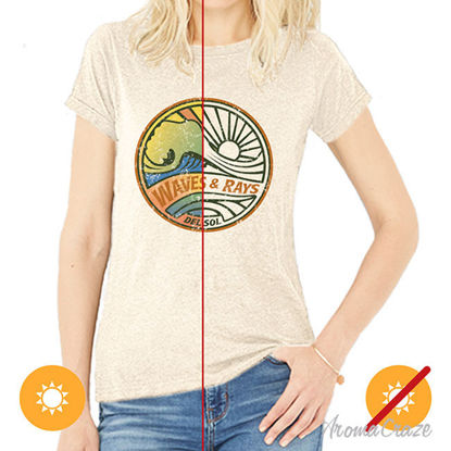 Picture of Women Crew Tee - Waves and Rays - Beige by DelSol for Women - 1 Pc T-Shirt (S-C-P)