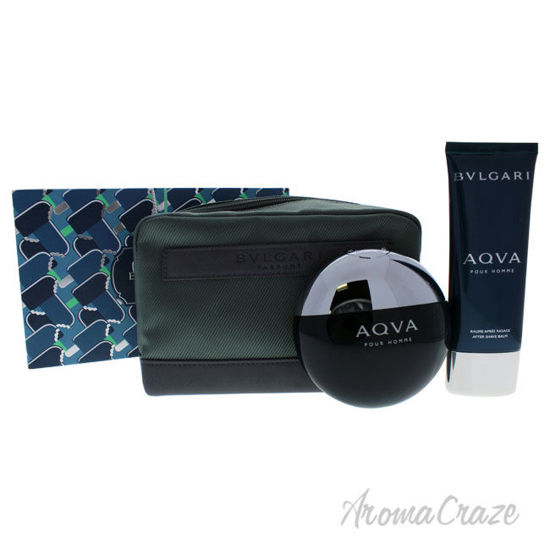 Picture of Bvlgari Aqva by Bvlgari for Men - 3 Pc Gift Set 3.4oz EDT Spray, 3.4oz After Shave Balm, Pouch