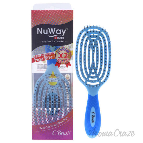 Picture of Curved and Vented Detangling C Brush - Blue by NuWay 4Hair for Unisex - 1 Pc Hair Brush