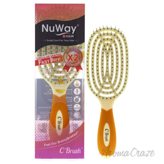 Picture of Curved and Vented Detangling C Brush - Orange by NuWay 4Hair for Unisex - 1 Pc Hair Brush