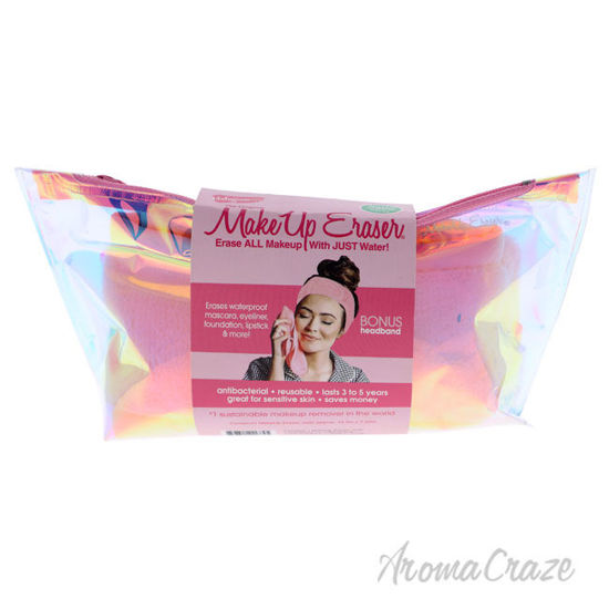 Picture of Hologram Essential by MakeUp Eraser for Women - 3 Pc Set Original MakeUp Eraser - Light Pink, Headband - Light Pink, Holographic Makeup Bag
