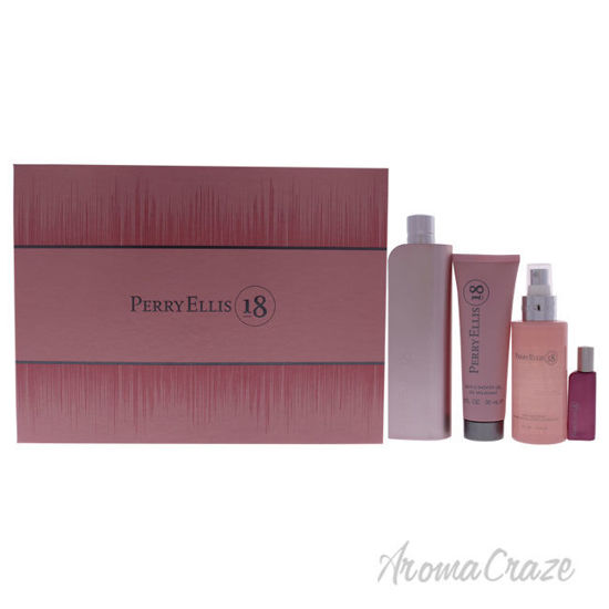 Picture of Perry Ellis 18 by Perry Ellis for Women - 4 Pc Gift Set 3.4oz EDP Spray, 0.25oz EDP Spray, 4oz Body Mist, 3oz Bath And Shower Gel