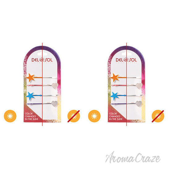 Picture of Color-Changing Hair Pins - Hearts and Stars by DelSol for Women - 1 Pc Hair Clips - Pack of 2