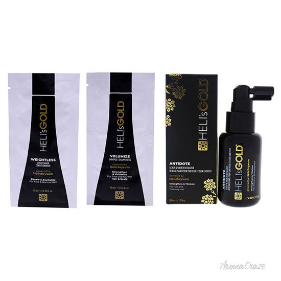 Picture of Volume Series Fly with Me Kit by Helis Gold for Unisex - 3 Pc Kit 0.34 oz Weightless Conditioner, 0.34oz Volumize Shampoo, 1.7oz Antidote Scalp and Hair Revitalizer