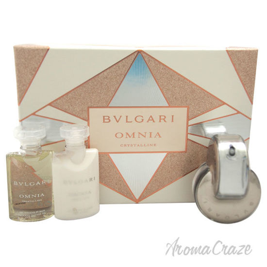 Picture of Bvlgari Omnia Crystalline by Bvlgari for Women - 3 Pc Gift Set 1.35oz EDT Spray, 1.35oz Body Lotion, 1.35oz Bath & Shower Gel