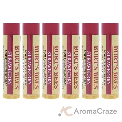 Picture of Strawberry Moisturizing Lip Balm Blister by Burts Bees for Unisex - 0.15 oz Lip Balm - Pack of 6