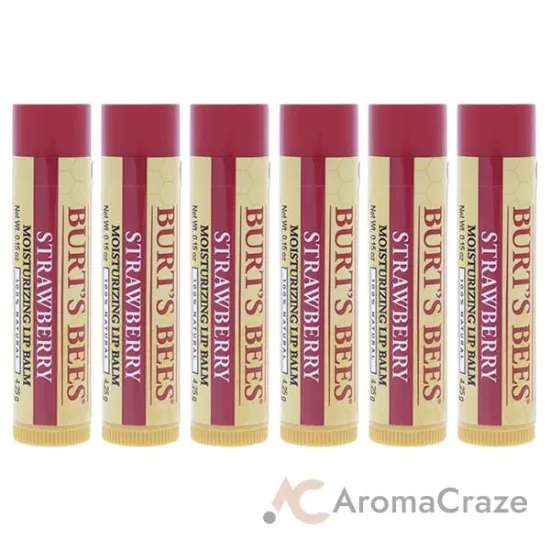 Picture of Strawberry Moisturizing Lip Balm Blister by Burts Bees for Unisex - 0.15 oz Lip Balm - Pack of 6