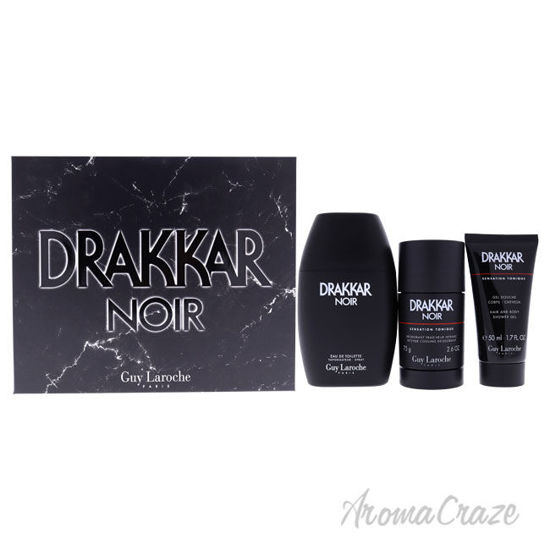 Picture of Drakkar Noir by Guy Laroche for Men 3 Pc Gift Set 3.4oz EDT Spray, 2.6oz Deodorant Stick, 1.7oz Shower Gel