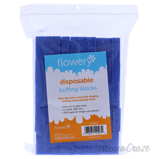 Picture of Disposable Buffing Blocks Blue 180 Grit by Flowery for Women 100 Pc Nail Buff Blocks