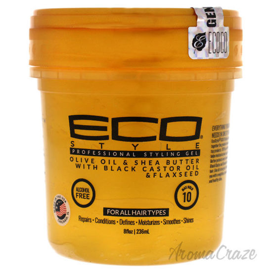Picture of Eco Style Gel Olive Oil and Shea Butter Black Castor Oil and Flaxseed by Ecoco for Unisex 8 oz Gel