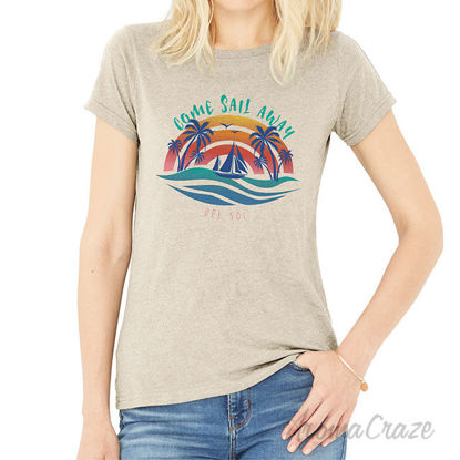 Picture of V Neck Tee Anchors Away Grey by Delsol for Women 1 Pc T Shirt (Large)
