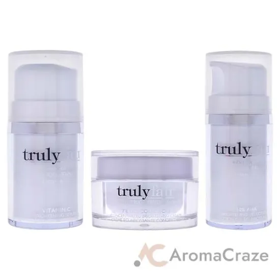 Picture of Truly Fair Kit by Truly Fair for Unisex - 3 Pc Kit 1.7oz Percent Glycolic Acid Concentrated Brightening Cream, 1oz Vitamin C Brightening Serum, 1.7oz 10 Percent Aha Brightening Gel Lotion