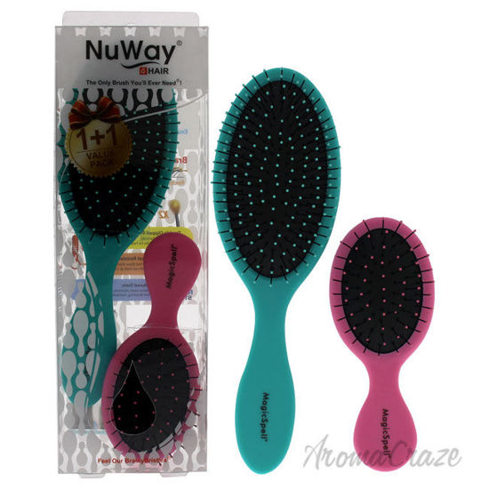 Picture of Magic Spell Pro Brush 2 Piece Set Turquoise Pink by Magic Spell for Unisex 1 Pc Hair Brush