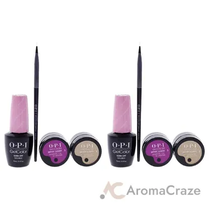Picture of Fiji GelColor and Artist Series Trio - 1 - Pack of 2 by OPI for Women - 3 Pc 0.5oz GelColor - Getting Nadi On My Honeymoon, 0.21oz Artist Series - Bronze Has More Fun, 0.21oz Artist Series - Rate V for Violet, Artist Series Mini Striper Brush