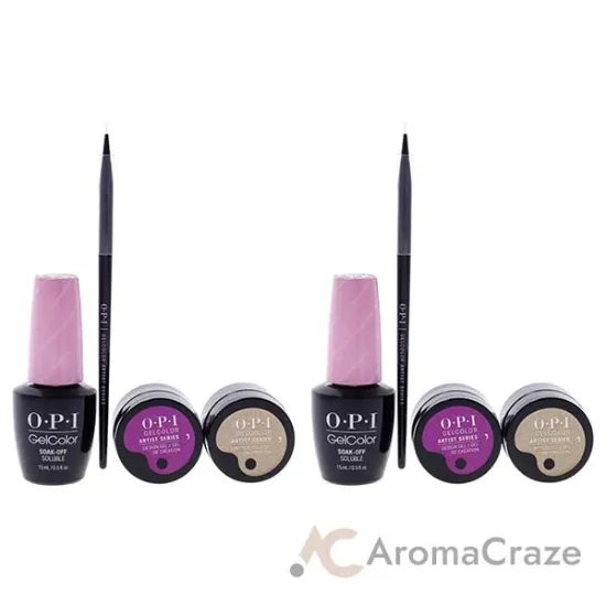 Picture of Fiji GelColor and Artist Series Trio - 1 - Pack of 2 by OPI for Women - 3 Pc 0.5oz GelColor - Getting Nadi On My Honeymoon, 0.21oz Artist Series - Bronze Has More Fun, 0.21oz Artist Series - Rate V for Violet, Artist Series Mini Striper Brush