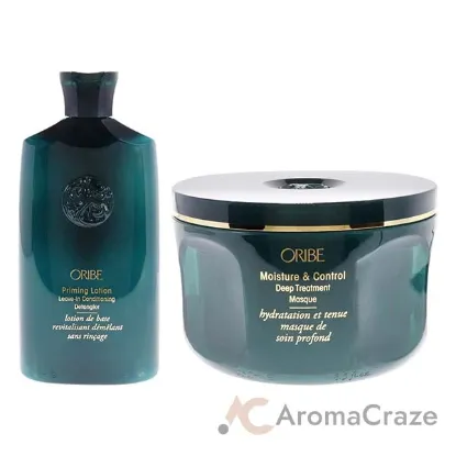 Picture of Moisture and Control Deep Treatment Masque and Priming Lotion Leave-In Conditioning Detangler Kit by Oribe for Unisex - 2 Pc Kit 8.5oz Masque, 8.5oz Detangler