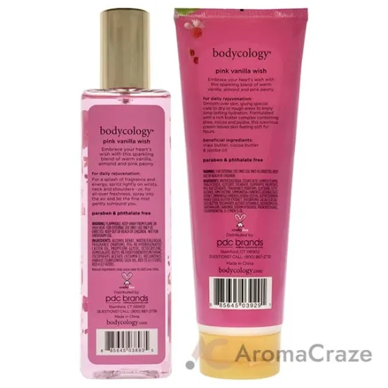 Picture of Pink Vanilla Wish Kit by Bodycology for Women - 2 Pc Kit 8oz Fragrance Mist, 8oz Body Cream