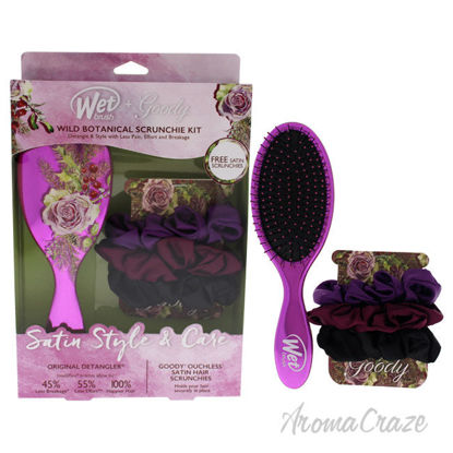 Picture of Wild Botanical Scrunchie Kit Rose by Wet Brush for Women 4 Pc Hair Brush, 3 Satin Scunchies