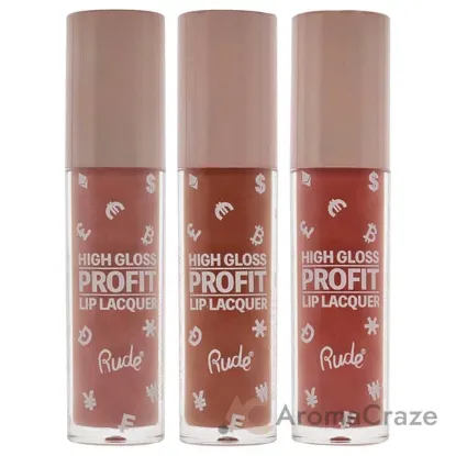 Picture of High Gloss Profit Lip Lacquer Kit by Rude Cosmetics for Women - 3 Pc Kit 3 X 0.141oz Lip Gloss - Bitcoin, Dogecoin, Frank