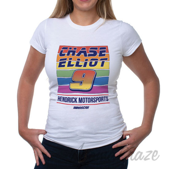 Picture of NASCAR Womens Crew Tee Chase Elliot 2 White by DelSol for Women 1 Pc T Shirt (L)