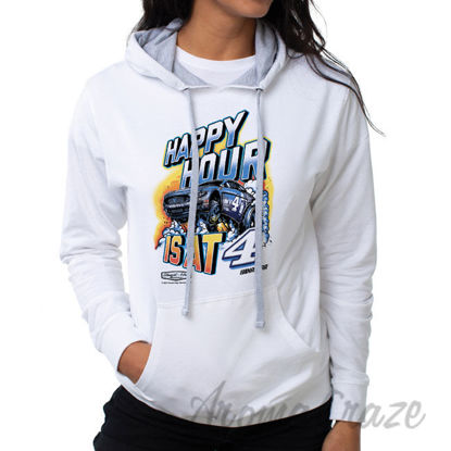 Picture of NASCAR Hooded Sweatshirt Kevin Harvick 4 White by DelSol for Women 1 Pc T Shirt (XL)