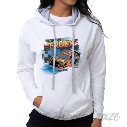 Picture of NASCAR Hooded Sweatshirt Martin Truex Jr 2 White by DelSol for Women 1 Pc T Shirt (2XL)