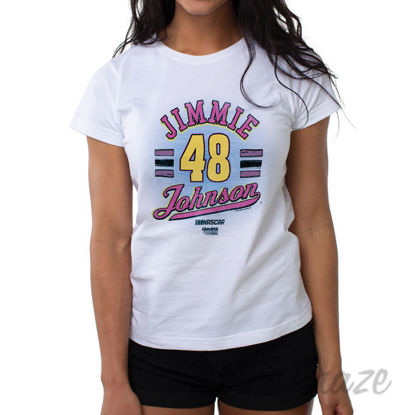 Picture of NASCAR Womens Crew Tee Jimmie Johnson 8 White by DelSol for Women 1 Pc T Shirt (2XL)