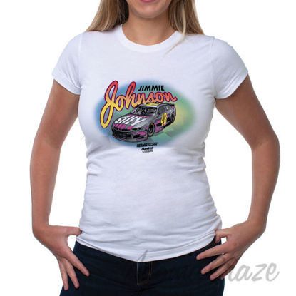 Picture of NASCAR Womens Crew Tee Jimmie Johnson 7 White by DelSol for Women 1 Pc T Shirt (XL)