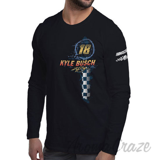 Picture of NASCAR Mens Classic Long Sleeve Crew Tee Kyle Busch 8 Black by DelSol for Men 1 Pc T Shirt (L)