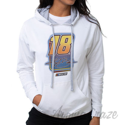Picture of NASCAR Hooded Sweatshirt Kyle Busch 10 White by DelSol for Women 1 Pc T Shirt (XL)