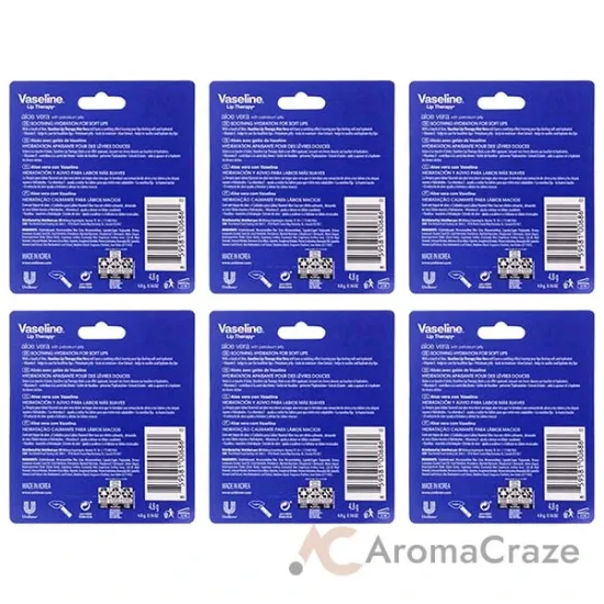 Picture of Lip Therapy Petroleum Jelly - Aloe Vera by Vaseline for Women - 0.16 oz Lip Balm - Pack of 6