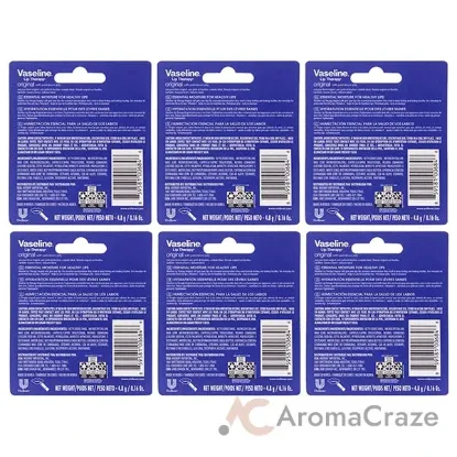 Picture of Lip Therapy Original Petroleum Jelly by Vaseline for Women - 0.16 oz Lip Balm - Pack of 6