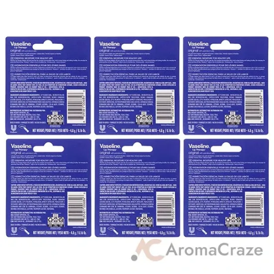 Picture of Lip Therapy Original Petroleum Jelly by Vaseline for Women - 0.16 oz Lip Balm - Pack of 6