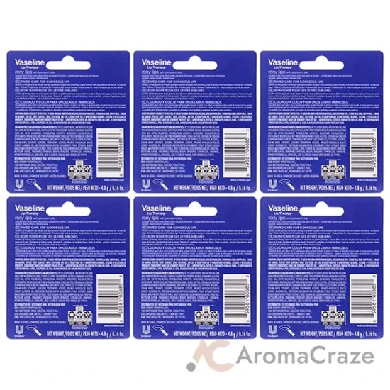 Picture of Lip Therapy Petroleum Jelly - Rosy by Vaseline for Women - 0.16 oz Lip Balm - Pack of 6