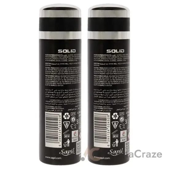 Picture of Solid Black by Sapil for Men - 6.76 oz Deodorant Spray - Pack of 2